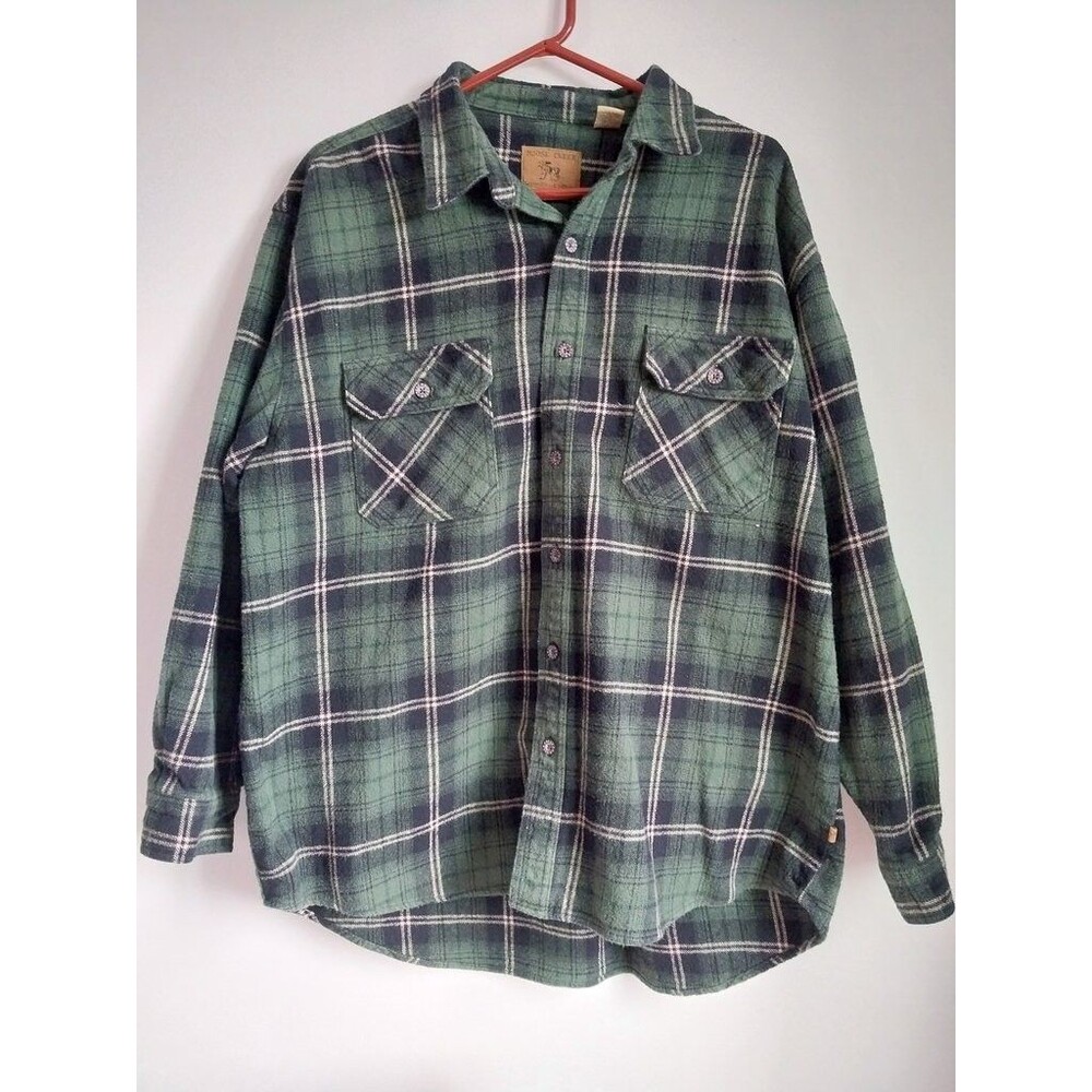 Moose Creek Men's 2XL Green Plaid Flannel Shirt
